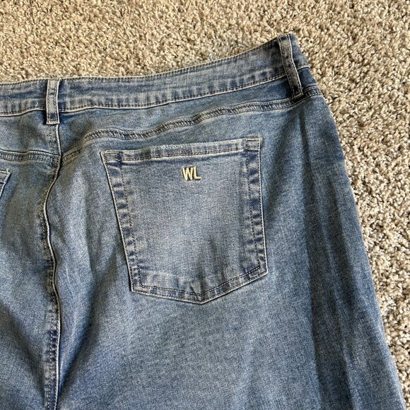 Wash Lab Womens  Size 34 Denim Maxi Skirt With Frayed Hem & Contrast Panels - Picture 6 of 11